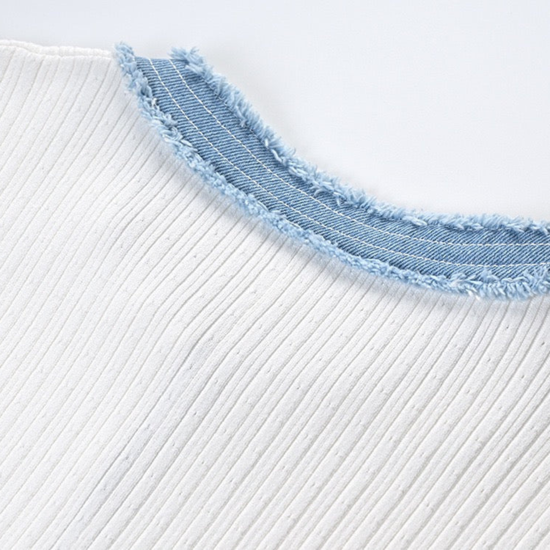 Maxikleid mit Denim-Details