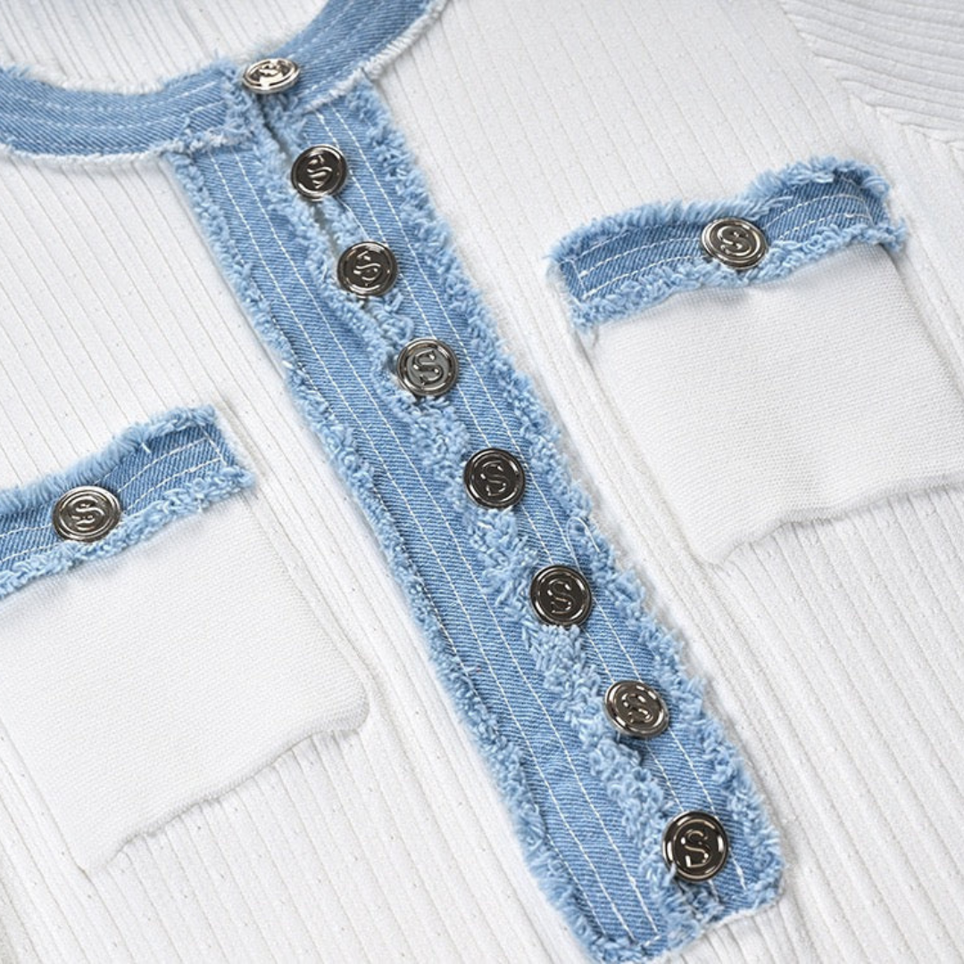Maxikleid mit Denim-Details