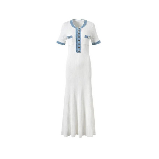Maxikleid mit Denim-Details